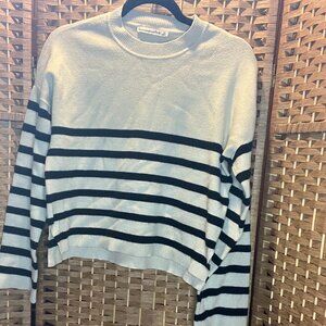 Abercrombie & Fitch | Cream & Navy Blue | Striped Crew Neck Sweater